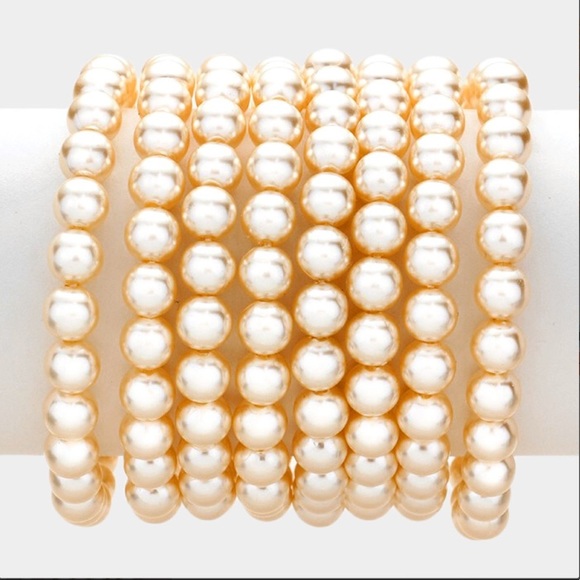 8PCS Pearl Stack Stretch Bracelets - Picture 1 of 6
